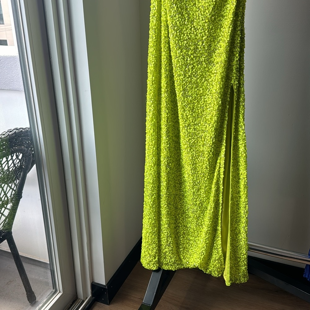All The Rage Scala Chartreuse Sequin Gown Size 6. - image 3